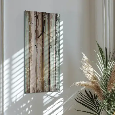 Verticale rechthoekige glazen wandklok Hout