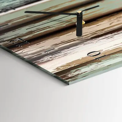 Verticale rechthoekige glazen wandklok Hout