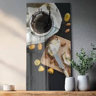 Verticale rechthoekige glazen wandklok Handdruk