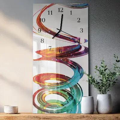 Verticale moderne glazen wandklok Spiraal