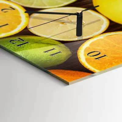 Verticale rechthoekige glazen wandklok Fruit