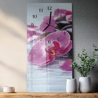 Verticale moderne glazen wandklok Een idee voor orchideeën