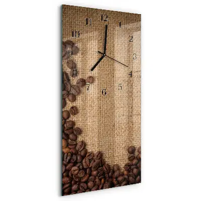 Verticale moderne glazen wandklok Koffiebonen