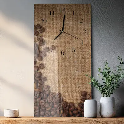 Verticale moderne glazen wandklok Koffiebonen