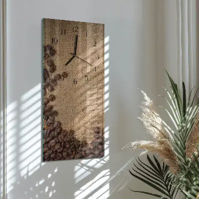 Verticale moderne glazen wandklok Koffiebonen