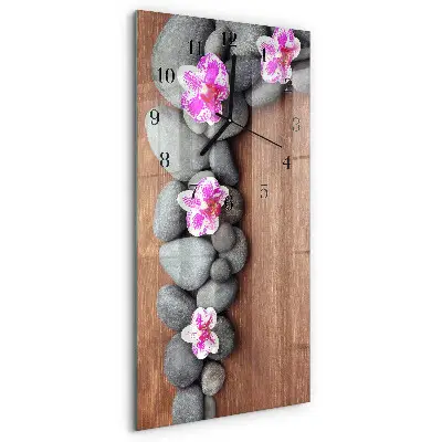 Verticale moderne glazen wandklok Orchideeënstenen