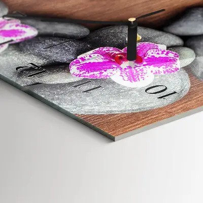Verticale moderne glazen wandklok Orchideeënstenen