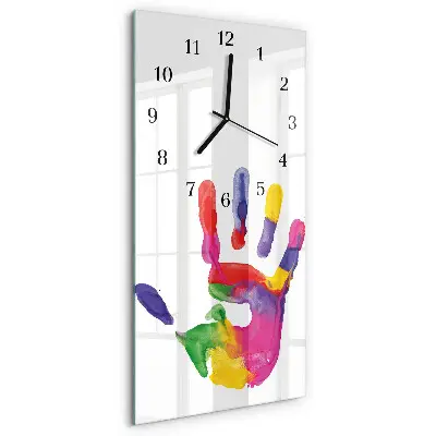 Verticale rechthoekige glazen wandklok Hand