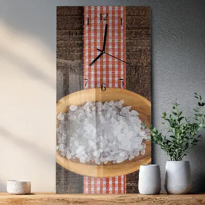 Verticale rechthoekige glazen wandklok Zeezout