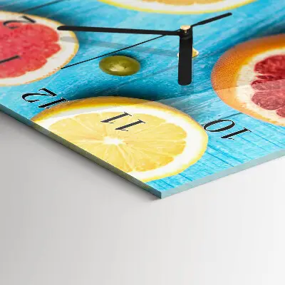 Verticale moderne glazen wandklok Fruit