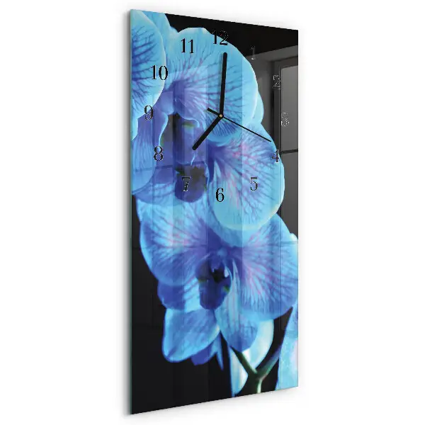 Verticale rechthoekige glazen wandklok Bloem