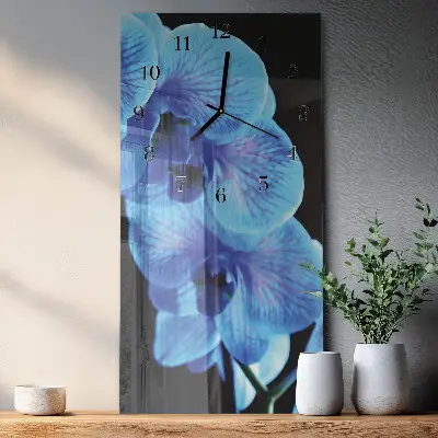Verticale rechthoekige glazen wandklok Bloem