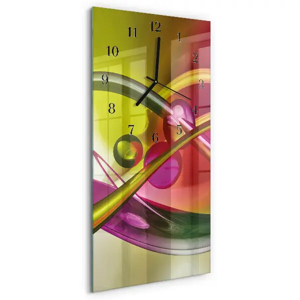 Verticale rechthoekige glazen wandklok Abstractie