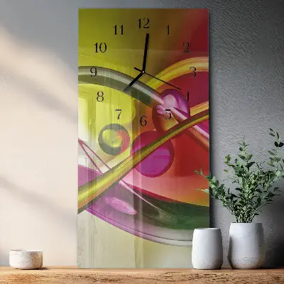 Verticale rechthoekige glazen wandklok Abstractie