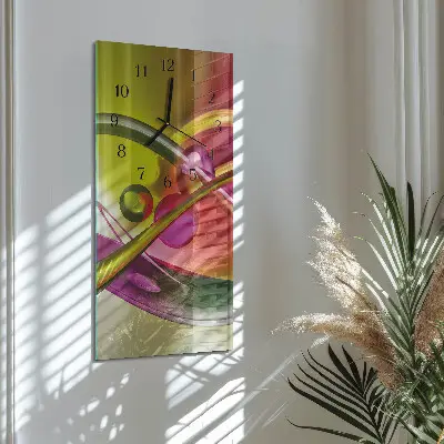 Verticale rechthoekige glazen wandklok Abstractie