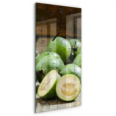 Verticale moderne glazen wandklok Granaatappels