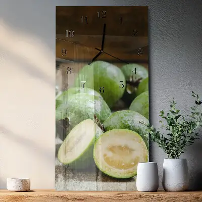 Verticale moderne glazen wandklok Granaatappels