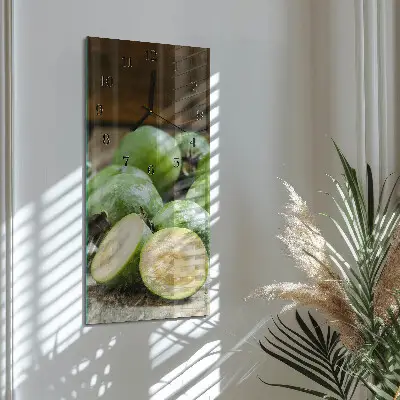 Verticale moderne glazen wandklok Granaatappels
