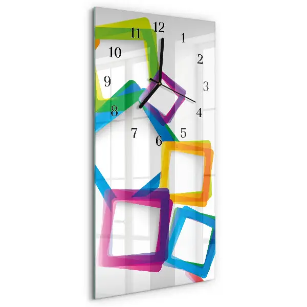 Verticale moderne glazen wandklok Kleurrijke rechthoeken