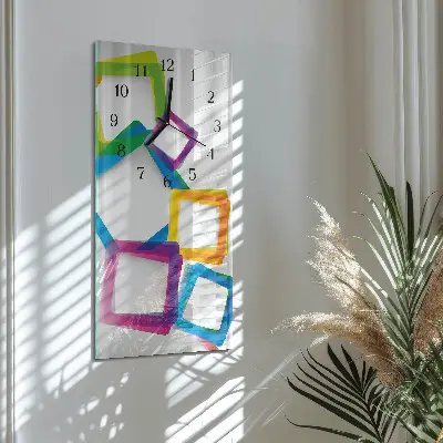 Verticale moderne glazen wandklok Kleurrijke rechthoeken