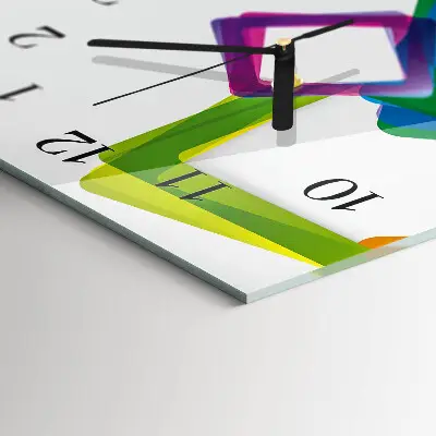 Verticale moderne glazen wandklok Kleurrijke rechthoeken