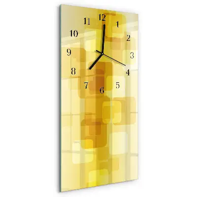 Verticale rechthoekige glazen wandklok Gouden rechthoeken
