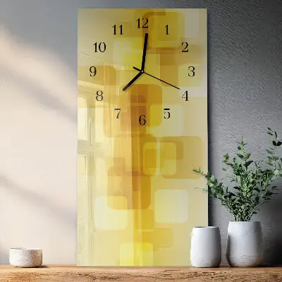 Verticale rechthoekige glazen wandklok Gouden rechthoeken