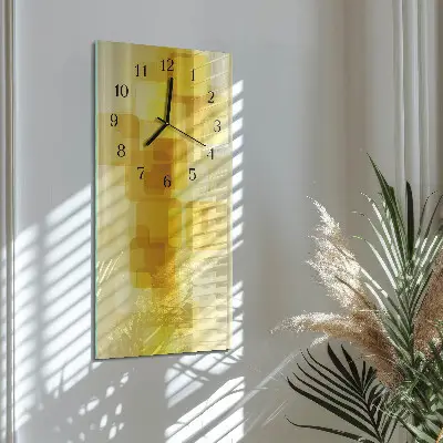 Verticale rechthoekige glazen wandklok Gouden rechthoeken