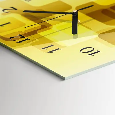 Verticale rechthoekige glazen wandklok Gouden rechthoeken