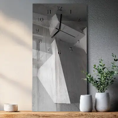 Verticale moderne glazen wandklok Marmer