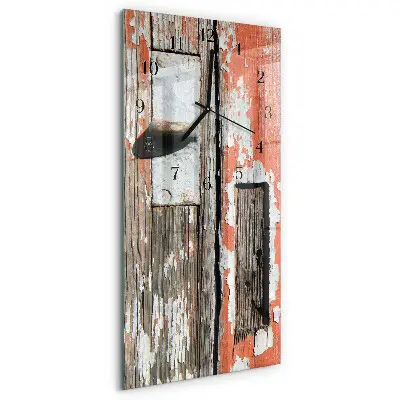 Verticale rechthoekige glazen wandklok Houten deur