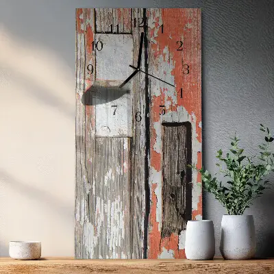 Verticale rechthoekige glazen wandklok Houten deur