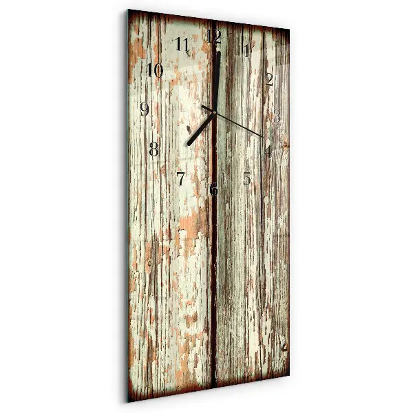 Verticale rechthoekige glazen wandklok Houten muur