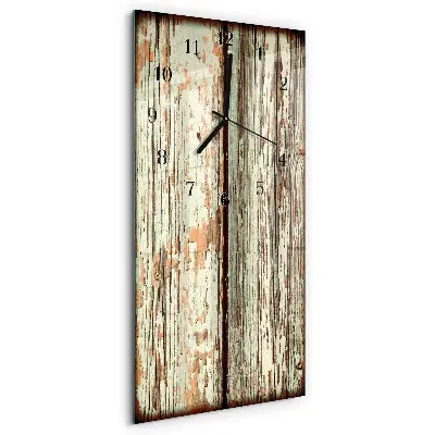 Verticale rechthoekige glazen wandklok Houten muur