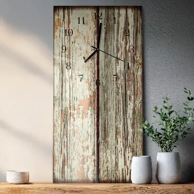 Verticale rechthoekige glazen wandklok Houten muur
