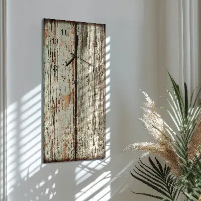 Verticale rechthoekige glazen wandklok Houten muur