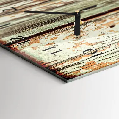 Verticale rechthoekige glazen wandklok Houten muur
