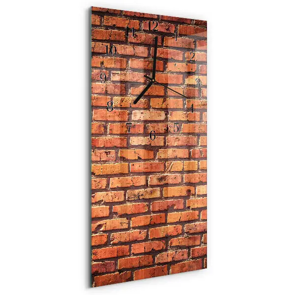 Verticale moderne glazen wandklok Bakstenen muur