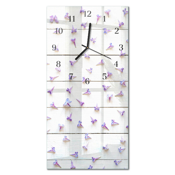 Verticale rechthoekige glazen wandklok Bloemen