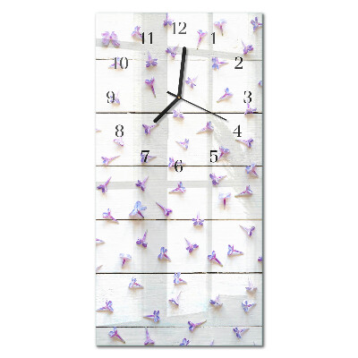 Verticale rechthoekige glazen wandklok Bloemen