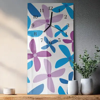 Verticale moderne glazen wandklok Hawaiiaanse bloemen