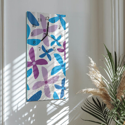 Verticale moderne glazen wandklok Hawaiiaanse bloemen