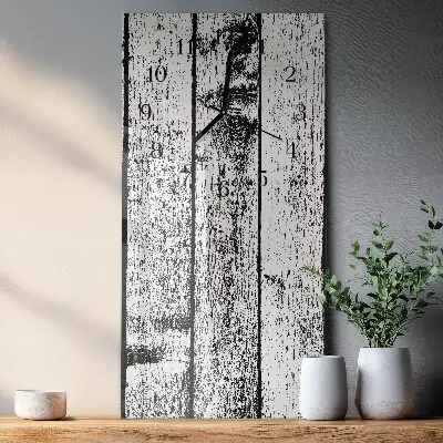 Verticale rechthoekige glazen wandklok Hout