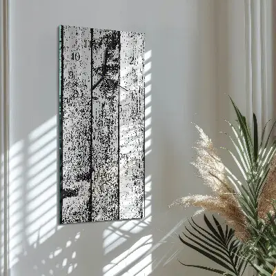 Verticale rechthoekige glazen wandklok Hout