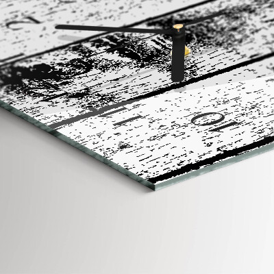 Verticale rechthoekige glazen wandklok Hout