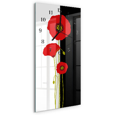 Decoratieve glazen klok verticaal Papaverkoppen