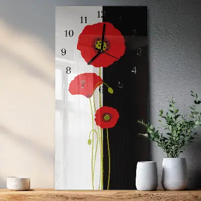 Decoratieve glazen klok verticaal Papaverkoppen