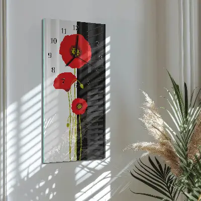 Decoratieve glazen klok verticaal Papaverkoppen