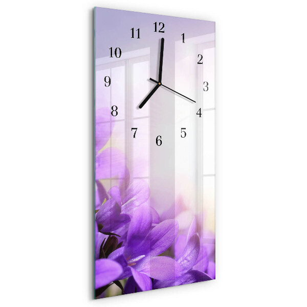 Glazen klok verticaal Paarse bloemen