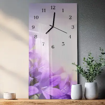 Glazen klok verticaal Paarse bloemen